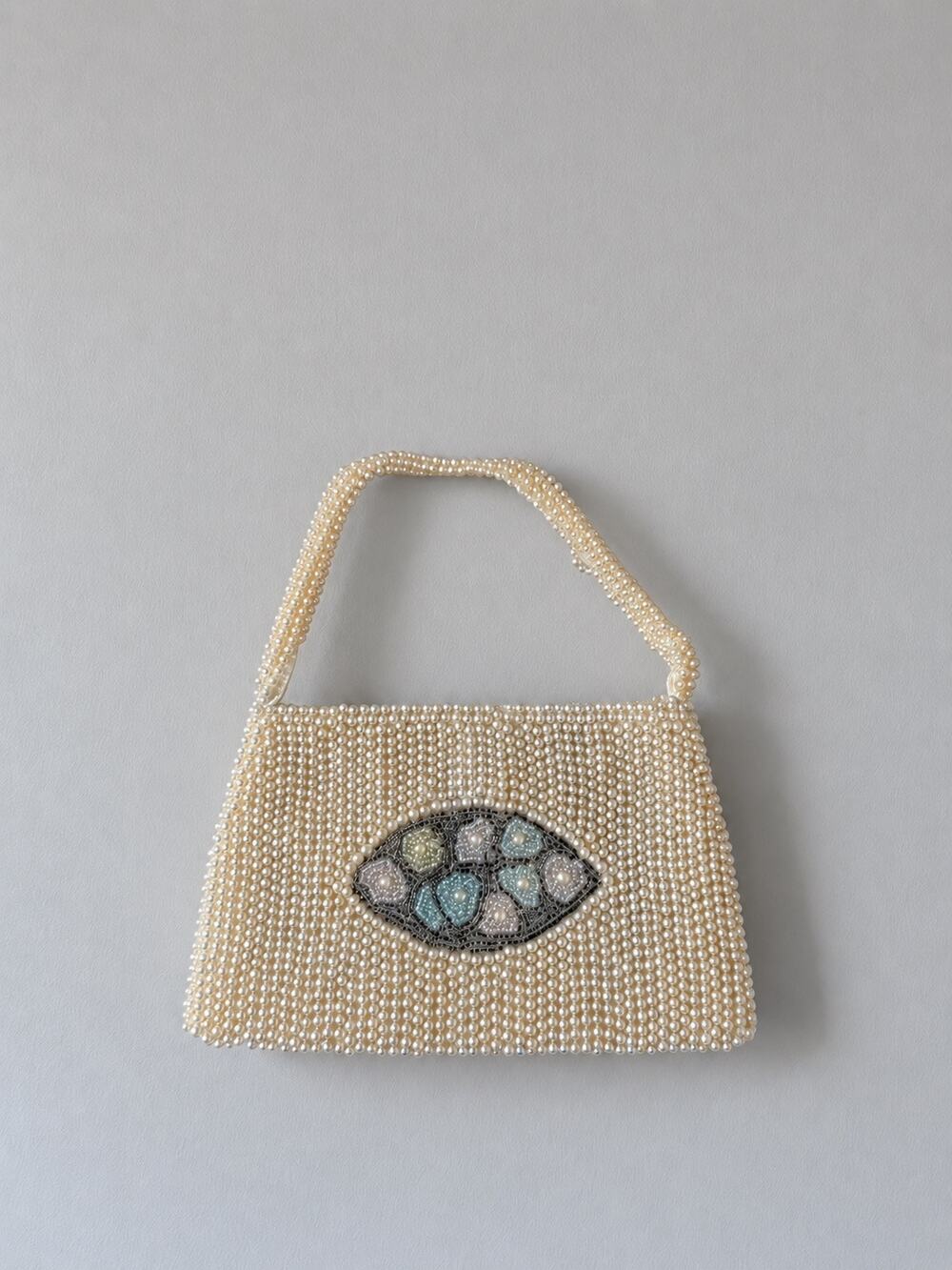 Vintage Mardor Hand-Beaded Pearl Eye Evening Bag